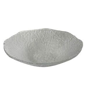 Clear Glass FRUIT BOWL - Textured Surface Light Reflecting - 13” Diameter -Decor